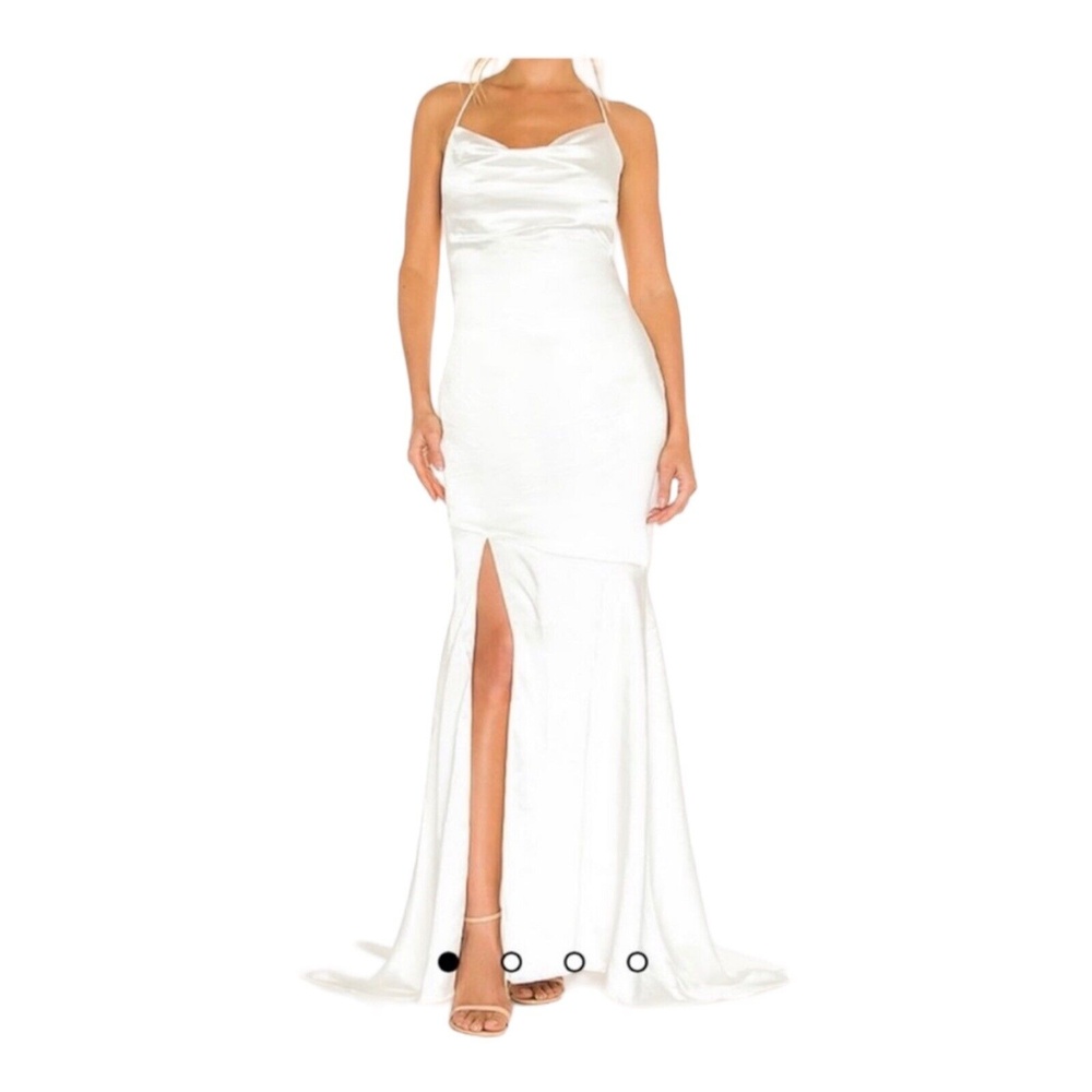 Elliatt Dress Skylar White Satin Long Deep Back Wedding Beach Lux‎ Small New